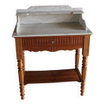 Meuble de toilette avec plateau en marbre et son ensemble de toilette, style art dco