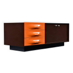 Meuble tv df - 2000 en marron, orange et blanc de raymond loewy.