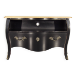 Meuble tv noir style shabby chic, plateau chêne, 1 niche, 1 tiroir Meuble tv noir style shabby chic, plateau chêne, 1 niche, 1 tiroir
