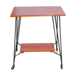 Meuble tv table desserte  roulettes en teck et mtal de style scandinave.