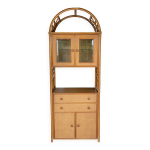 Meuble vaisselier bois et rotin