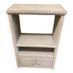 Meuble vintage en osier blanc Meuble vintage en osier blanc