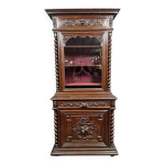 Meuble vitrine de pavillon de chasse style louis xiii en chene vers 1850 Meuble vitrine de pavillon de chasse style louis xiii en chene vers 1850