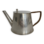 Mid 20th century silver - plated coffee pot with wicker wrapped handle