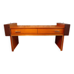 Mini enfilade teck et tissu, 2 tiroirs