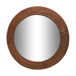 Miroir 1970 encadrement plaque de cuivre marteler et clouté sur bois 62x62 verre 45x45 Miroir 1970 encadrement plaque de cuivre marteler et clouté sur bois 62x62 verre 45x45