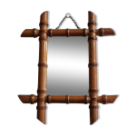 Miroir ancien en bois tourné style bambou, fin xixe siècle, 38 x 31 cm Miroir ancien en bois tourné style bambou, fin xixe siècle, 38 x 31 cm