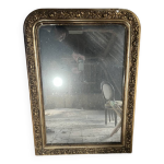 Miroir ancien de chemin�e, cadre en stuc dor�, xixe si�cle