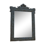 Miroir ancien chic et de style avec cadre bois sculpt en blanc crus et dor