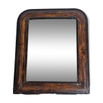 Miroir ancien louis - philippe, bois peint imitation bois, 30 x 37 cm, xixe Miroir ancien louis - philippe, bois peint imitation bois, 30 x 37 cm, xixe
