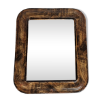 Miroir ancien louis - philippe, coins arrondis, imitation bois, 30 x 37 cm