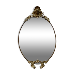 Miroir ancien ovale � cr�te en laiton, 41x26 cm