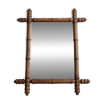Miroir ancien style bambou tain altr bois tourn fin xixe sicle 50x42 cm