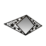 Miroir art dco fer forg orn de feuilles forme losange 80 / 40 cm