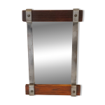 Miroir artisanal en bois et fer forg 1950