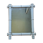 Miroir bambou peint en blanc d�coration campagne boh�me vintage ann�es 50