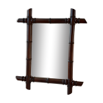 Miroir de barbier en chne massif faon bambou, annes 30 - 40, 60x50 cm