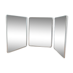 Miroir barbier triptyque entourage m�tal chrom� patin�