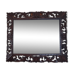 Miroir bisaut rectangulaire encadrement en bois sculpt style henri ii