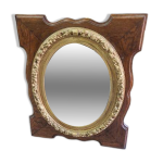 Miroir en bois et dore centre medaillon n3