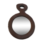 Miroir en bois massif taill  la gouge, forme libre, annes 60