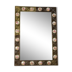 Miroir en bronze et porcelaine de paris ann�es 50