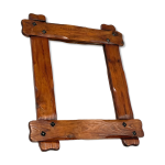 Miroir brutaliste vintage en bois massif 53x65cm