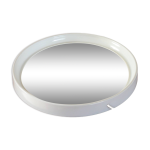 Miroir casquette design rond en plexi cru avec lanire en cuir 1970