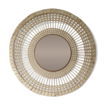 Miroir décoratif tressé en cannage soleil Miroir décoratif tressé en cannage soleil