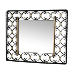 Miroir en fer forg et laiton vintage 50 / 60