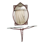 Miroir fer forg et sa tablette en verre