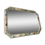 Miroir fleuri vintage en bois et verre taill, annes 80