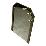 Miroir lumineux biseaut� en verre fum� et laiton, allemagne ann�es 1980