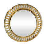Miroir marocain rond vintage en laiton cisel� et ajour�