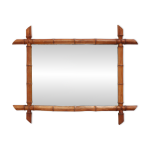 Miroir mural rectangulaire en imitation bambou, xxe sicle, france vers 1960