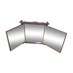 Miroir mural triptyque napolon iii en bois noirci imitation bambou 26x23cm