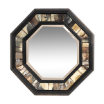 Miroir octogonal en laiton et corne avec corne par anthony redmile, royaume - uni vers 1980