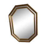 Miroir octogonale  parecloses en bois dor ronds de perle