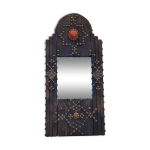 Miroir oriental brutaliste en bois 23x53cm Miroir oriental brutaliste en bois 23x53cm