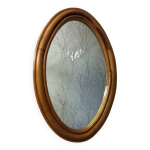Miroir oval en rotin, annes 60