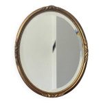 Miroir ovale ancien en bois et stuc dor style louis xv