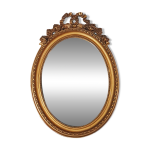 Miroir ovale cadre ancien style louis xvi bois stuc dor� d'origine 52x37 cm