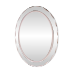 Miroir ovale italien des ann�es 1970 par crystal arte avec cadre en verre taill�.