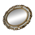 Miroir ovale résine dorée kitsch des années 70 Miroir ovale résine dorée kitsch des années 70