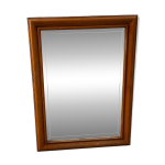 Miroir rectangulaire bois clair ann�es 50 verre biseaut� 83 / 62 cm