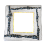 Miroir en rsine avec galets et mosaques or