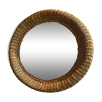 Miroir rond en rotin