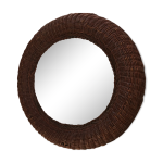 Miroir rond en rotin