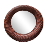 Miroir rond en rotin vintage