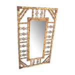 Miroir en rotin bambou design 1960 chinoiserie
